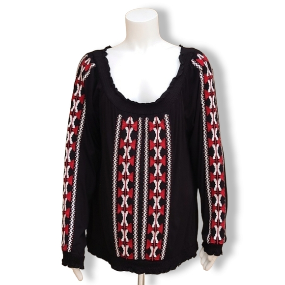 INC Festival Long Sleeve Peasant Top M PM Petite Tribal Bedouin Boho Vibe - Picture 2 of 16